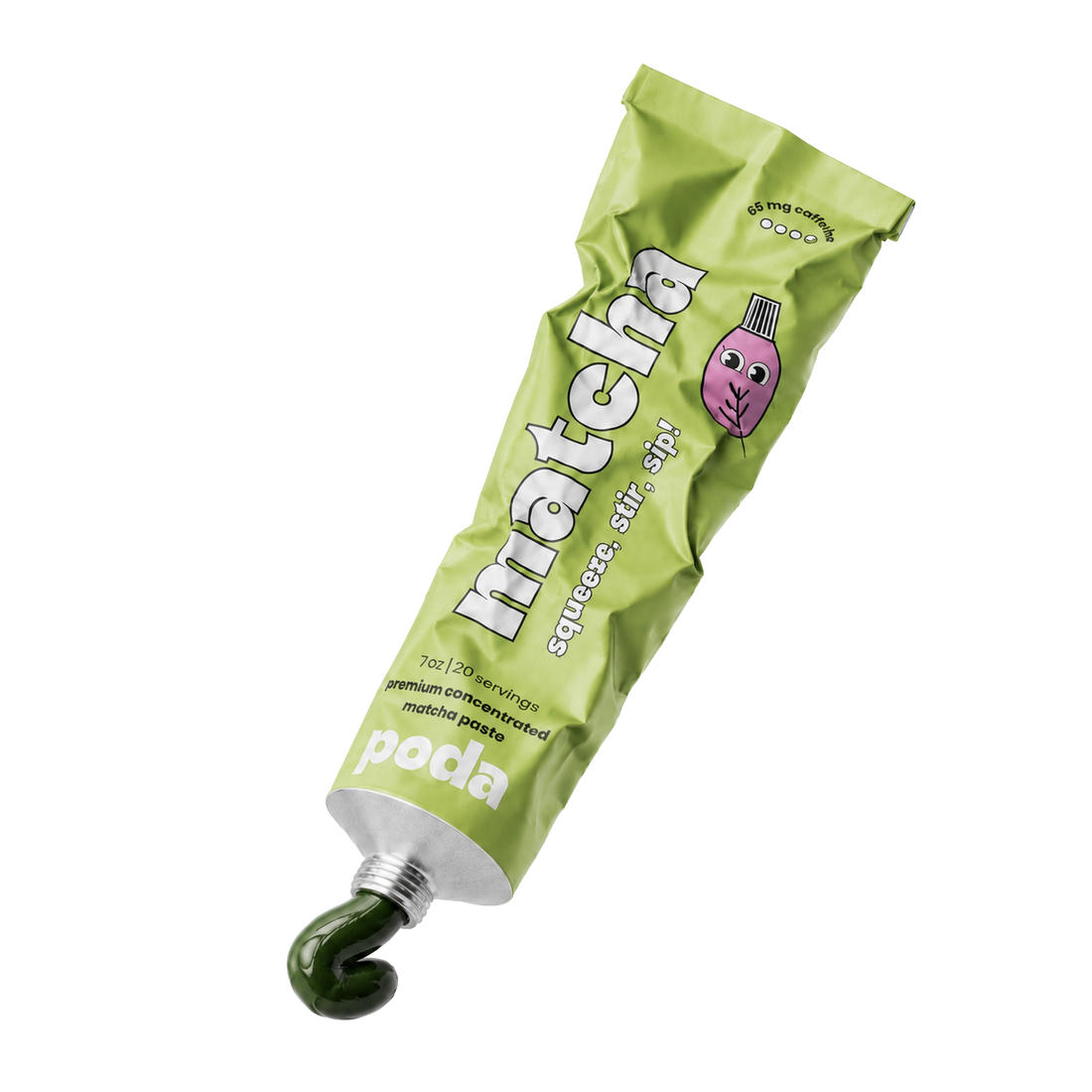 Poda tube crumpled with thick matcha paste