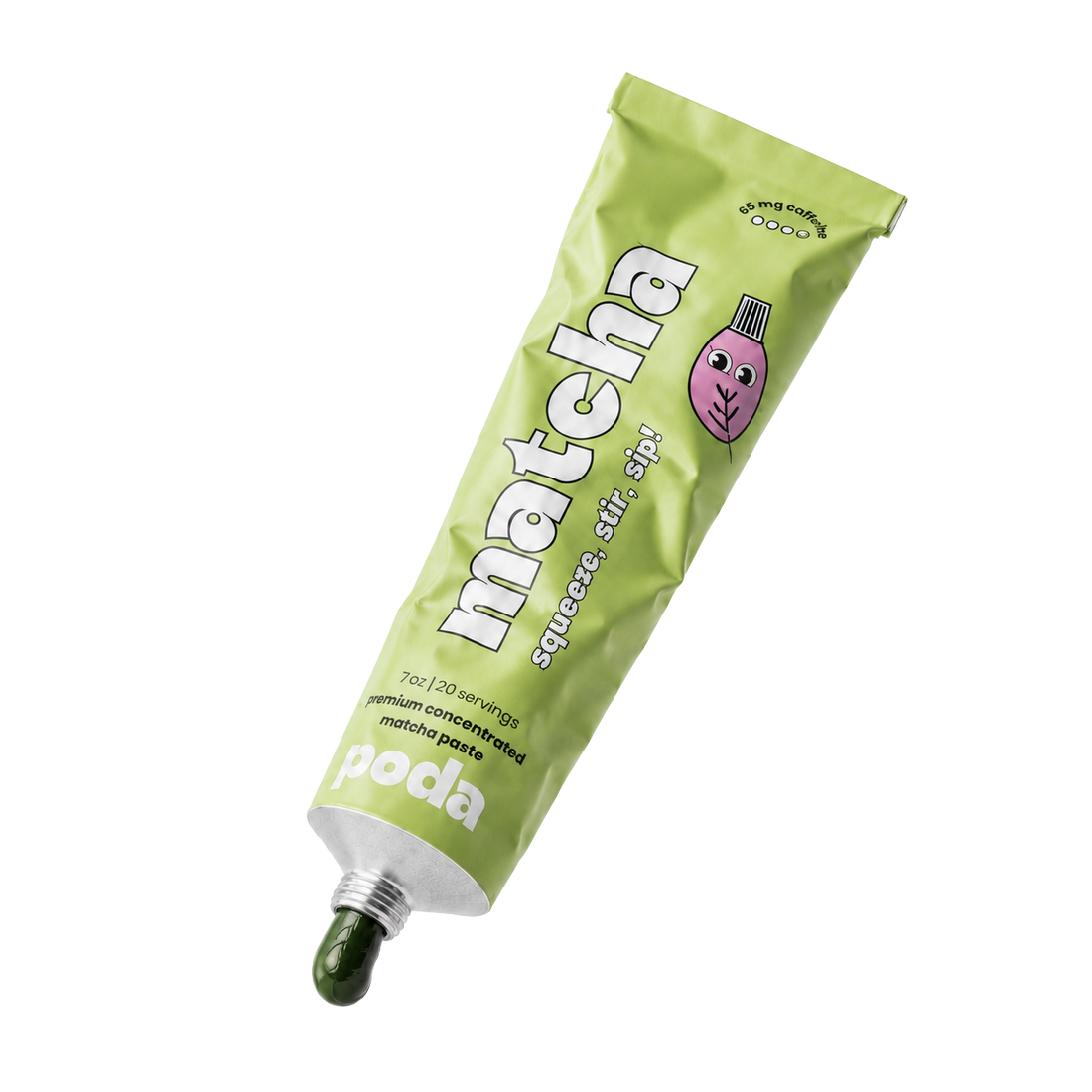 Poda tube crumpled with matcha paste ribbon